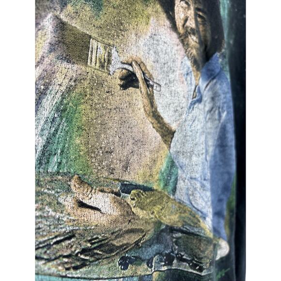 Bob Ross Mens Shirt Black Size Large Short‎ Sleeve Crewneck Graphic Painter Read - Picture 3 of 11